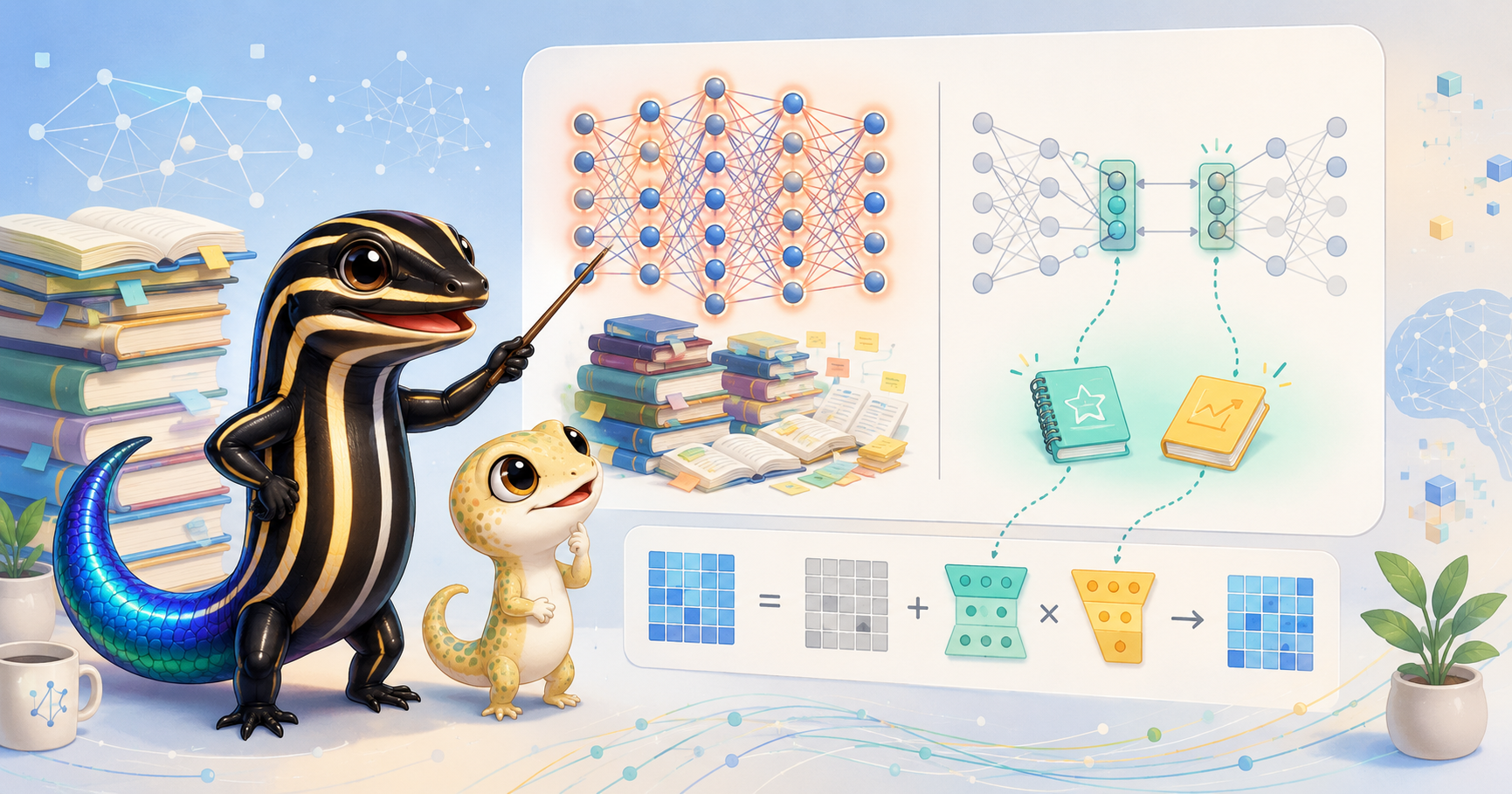 LoRAで学ぶ「効率よくAIを鍛える」技術--フル学習との違いを図解 のアイキャッチ画像